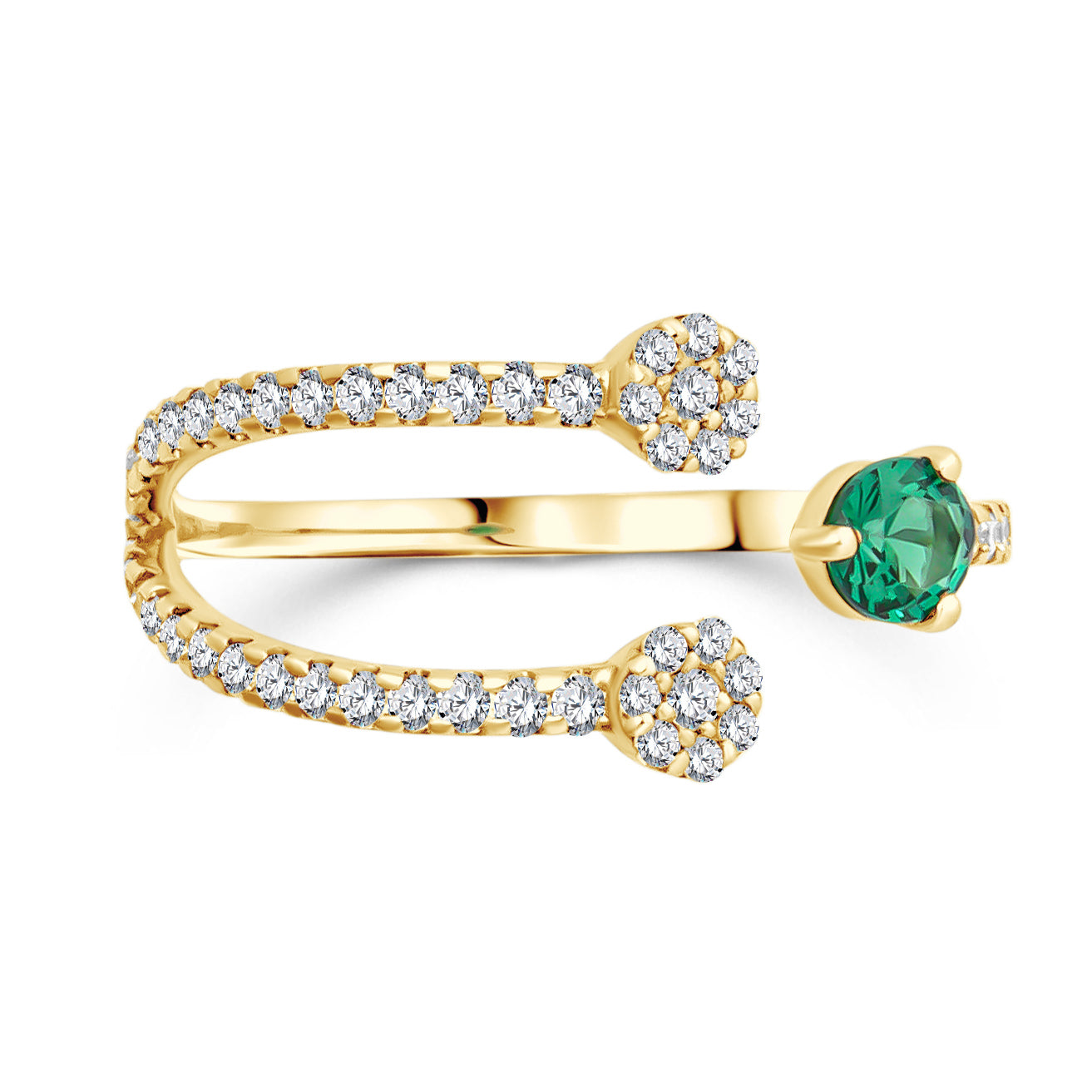 Ring Yellow Gold Diamond Colored Stone