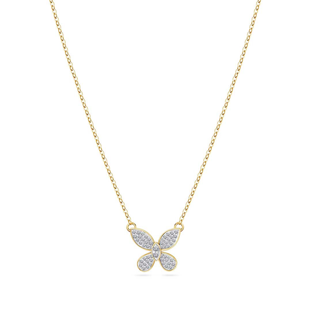 Butterfly Pendant Yellow Gold Diamond