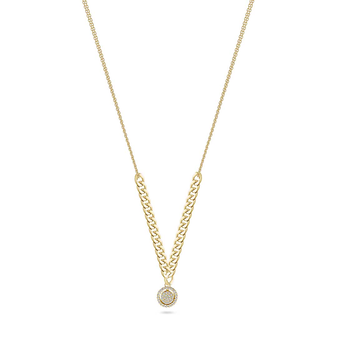 Round Pendant Yellow Gold Diamond