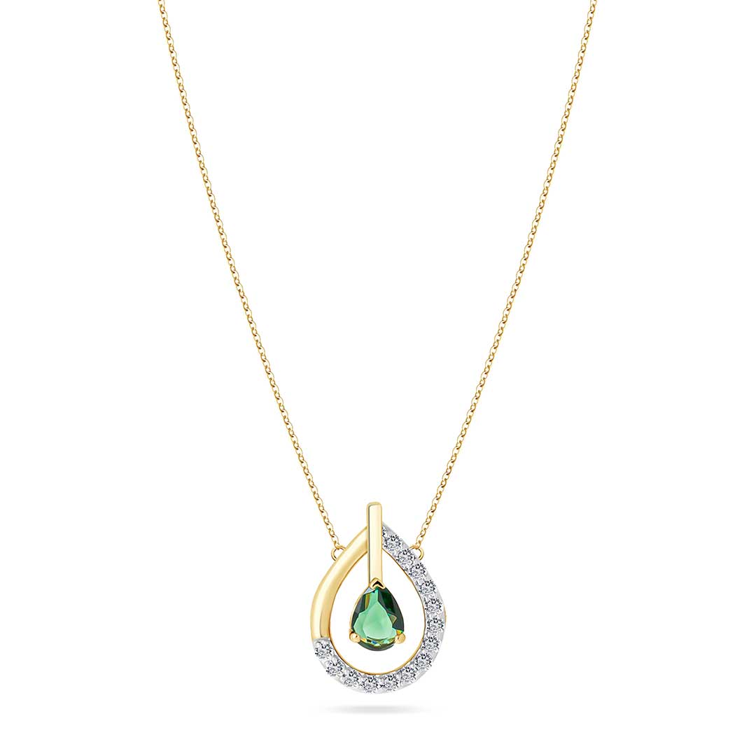 Pear Pendant Yellow Gold Diamond Colored Stone