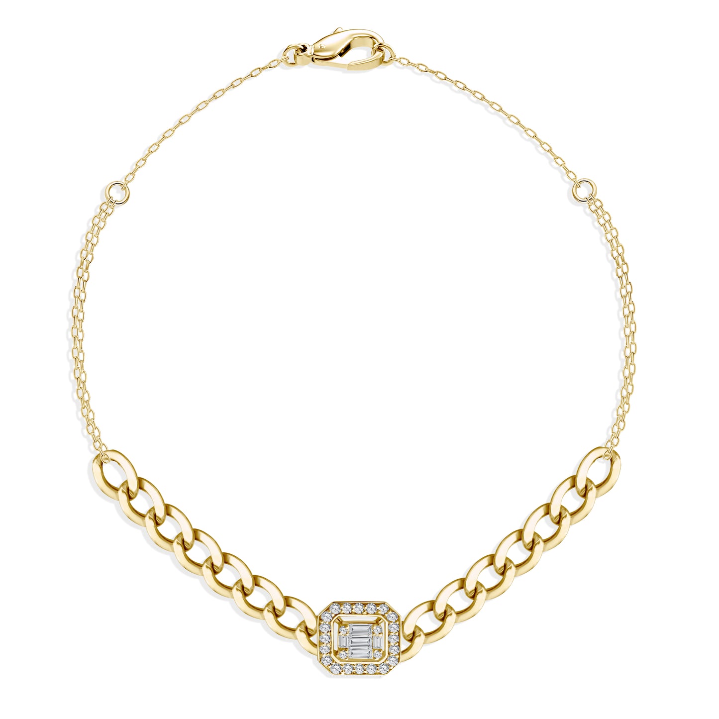 Square Bracelet Yellow Gold Diamond