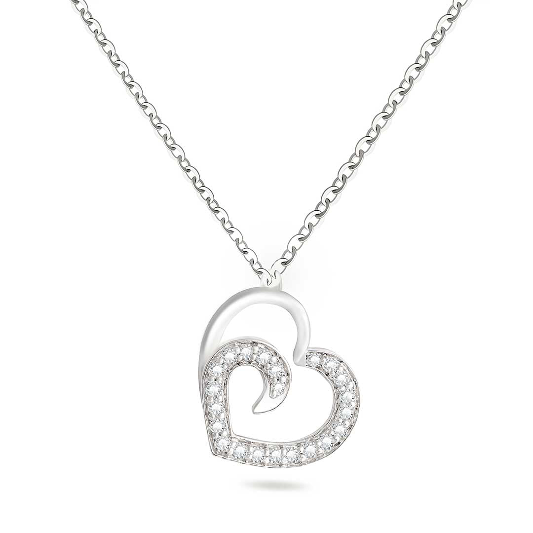 Double-heart-pendant-White-gold-diamond