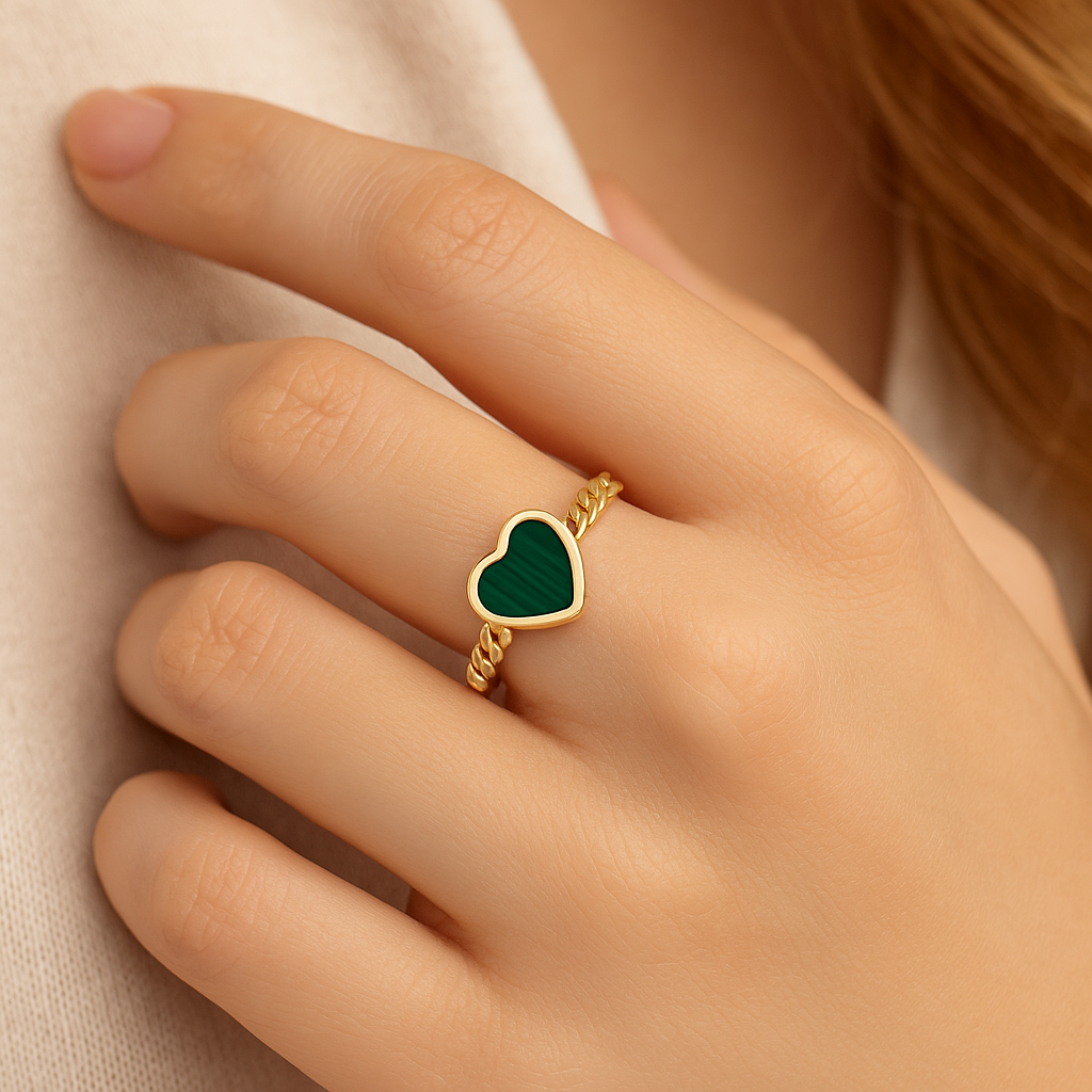 Ring Yellow Gold Malachite
