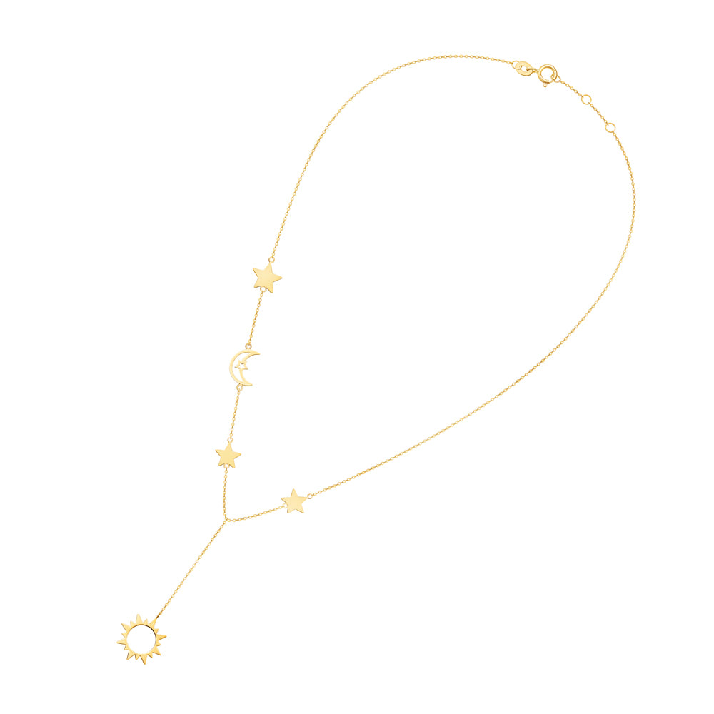 Sun Dangling Necklace with Multi Motif Charms