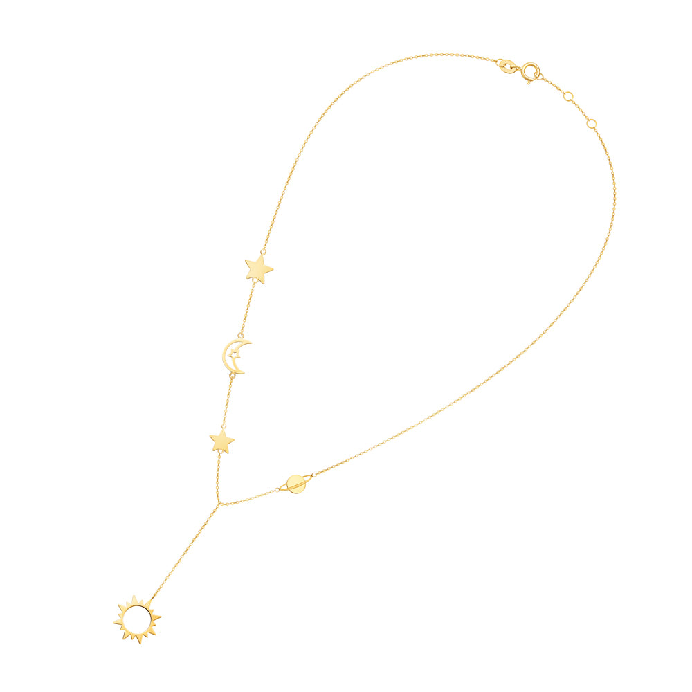 Sun Dangling Necklace with Multi Motif Charms