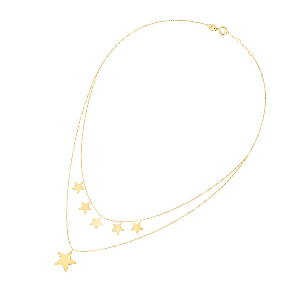 Double Chain Necklace Star & Multi Star Charms