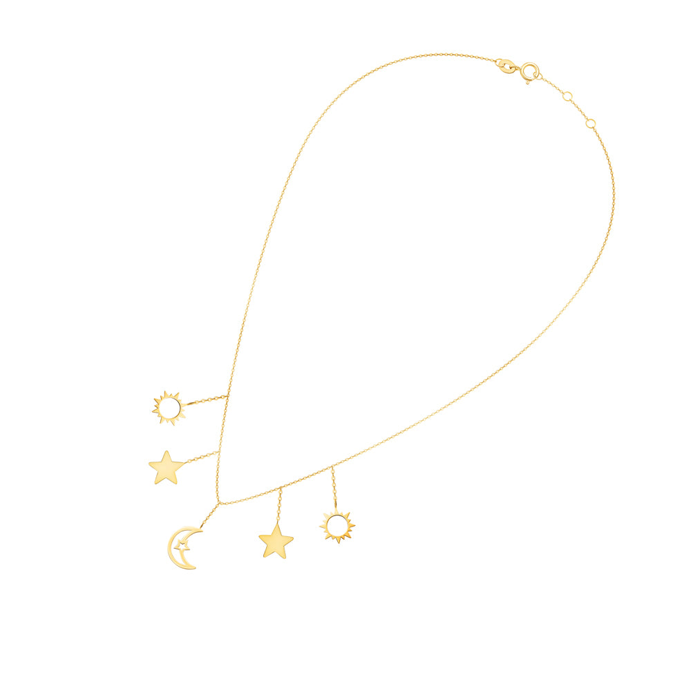 Necklace Dangling Multi Motif Charms