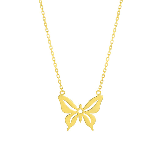 Fiora Butterfly Necklace Yellow Gold