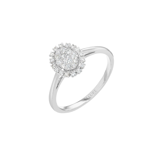 Oval Ring Single Halo White Gold Diamond