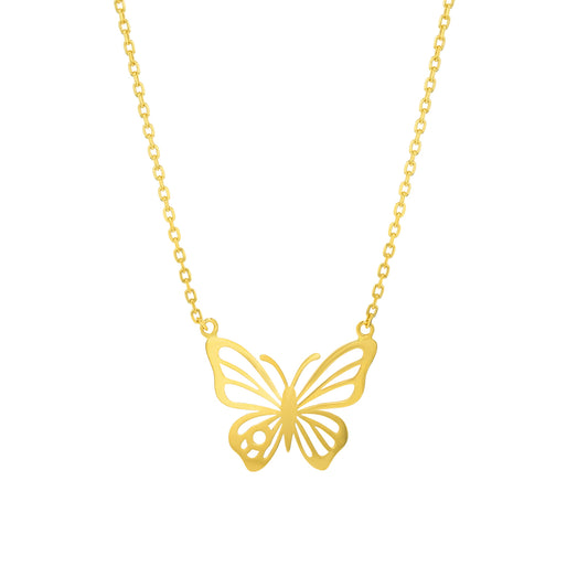 Fiora Butterfly Necklace Yellow Gold