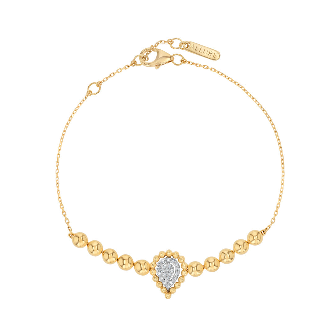 Majestic Golden Halo and Beads Bracelet Yellow Gold Diamond