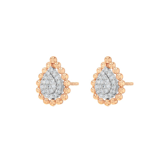 Majestic Golden Stud Earrings Rose Gold Diamond