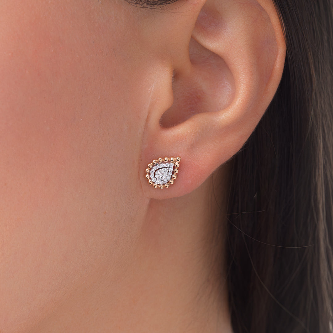 Majestic Golden Stud Earrings Rose Gold Diamond