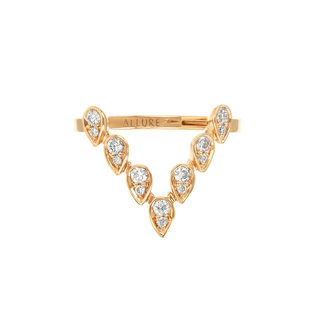 Sparkle V Shaped Ring Gold Diamond