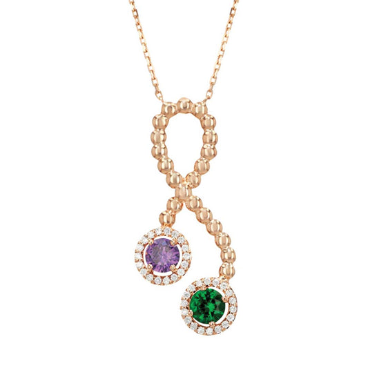 Chic Interlaced Pendant Rose Gold Diamond Colored Stone