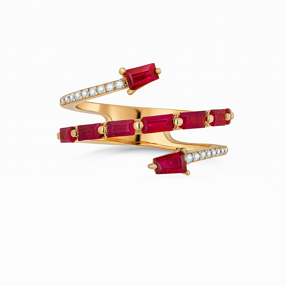 Ring Yellow Gold Diamond Ruby