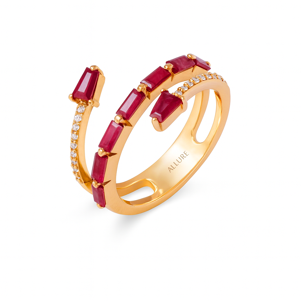 Ring Yellow Gold Diamond Ruby