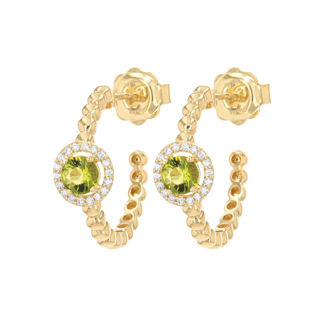 Chic Earrings Yellow Gold Diamond Single Colored Stone