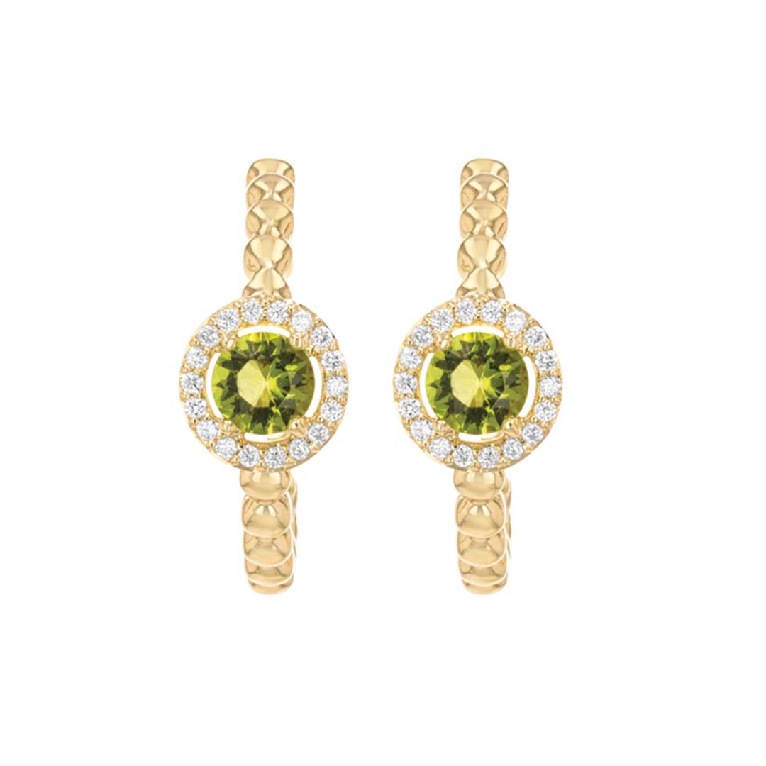 Chic Earrings Yellow Gold Diamond Single Colored Stone