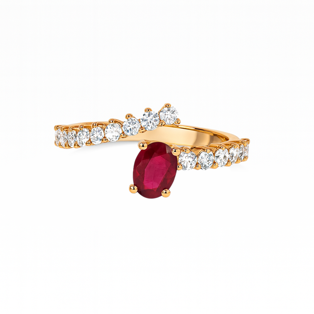 Ring Yellow Gold Diamond Ruby 1