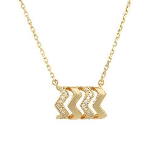 Riviera Stacked Pendant Gold Diamond