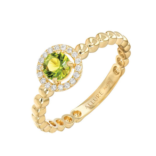 Chic Ring Yellow Gold Diamond Single Colored Stone