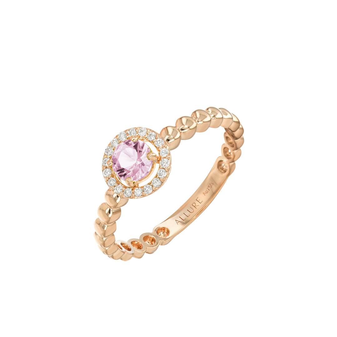 Chic Ring Yellow Gold Diamond Single Colored Stone