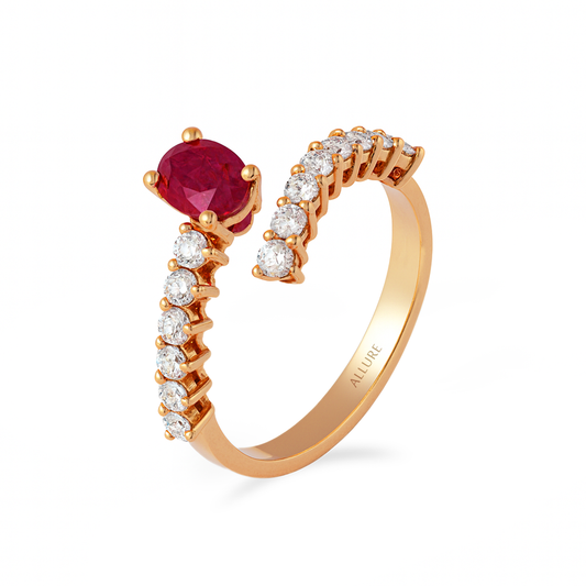 Ring Yellow Gold Diamond Ruby 1