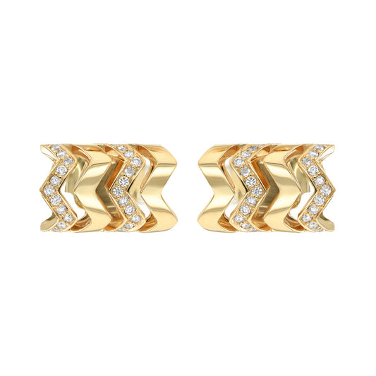 Riviera Stacked Earrings Gold Diamond