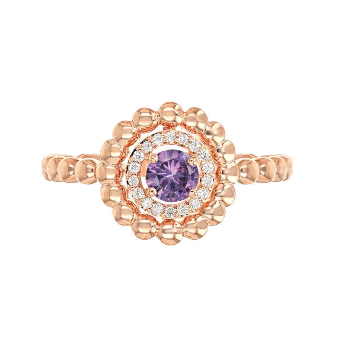 Chic Ring Rose Gold Diamond Single Colored Stone