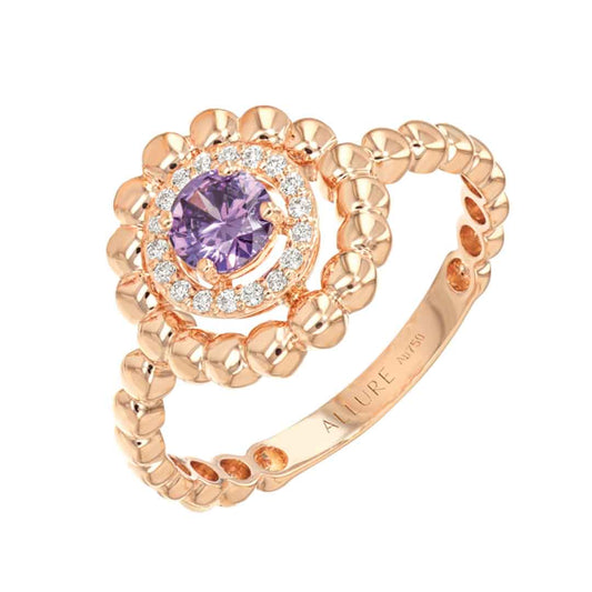 Chic Ring Rose Gold Diamond Single Colored Stone