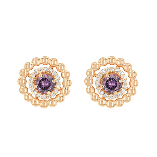 Chic Earrings Rose Gold Diamond Single Colored Stone