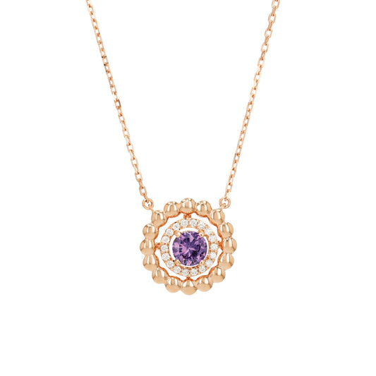 Chic Pendant Rose Gold Diamond Single Colored Stone