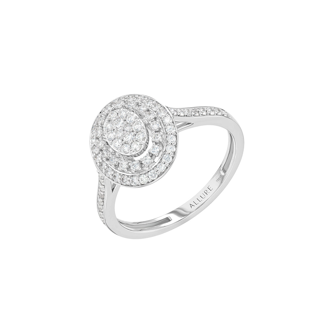 Oval Ring Double Halo White Gold Diamond