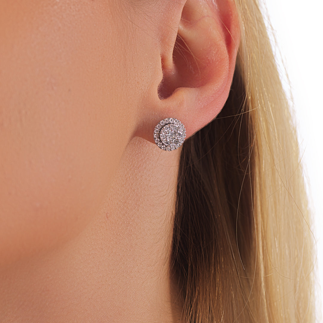 Big Round Earrings White Gold Diamond