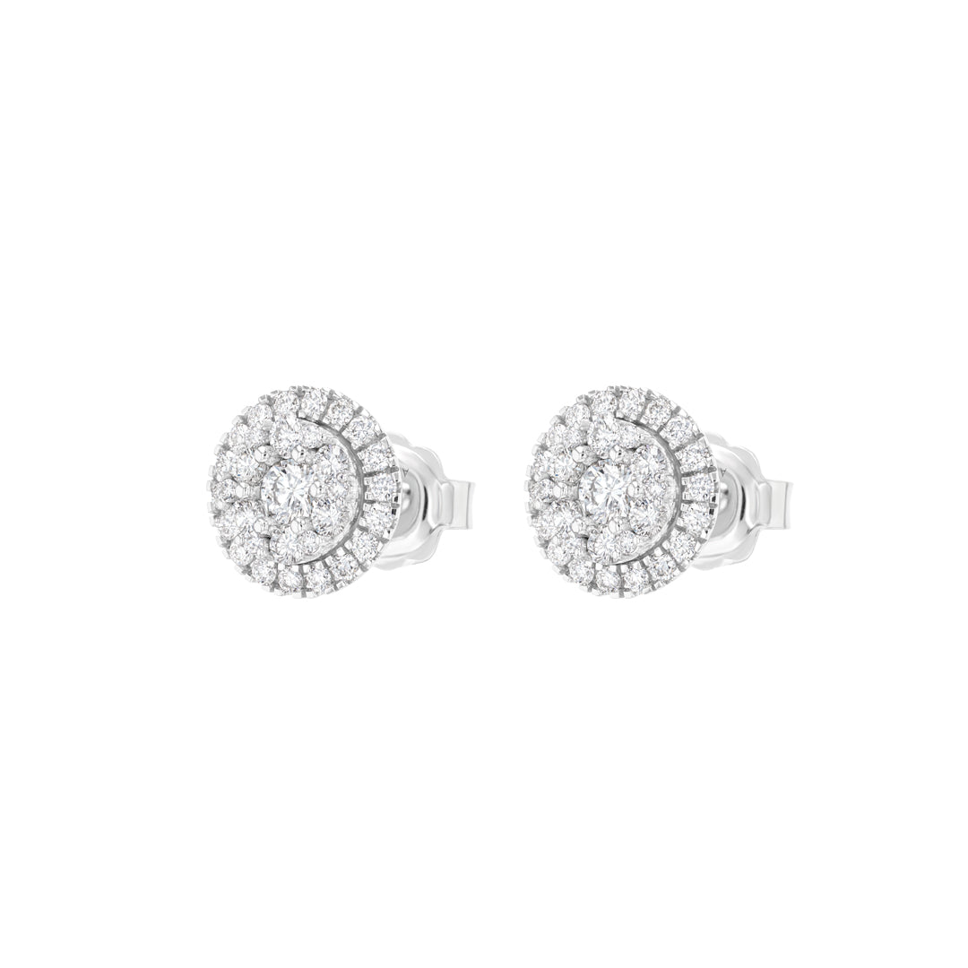 Big Round Earrings White Gold Diamond