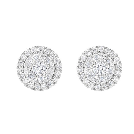 Big Round Earrings White Gold Diamond