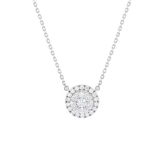 Big Round Pendant  White Gold Diamond