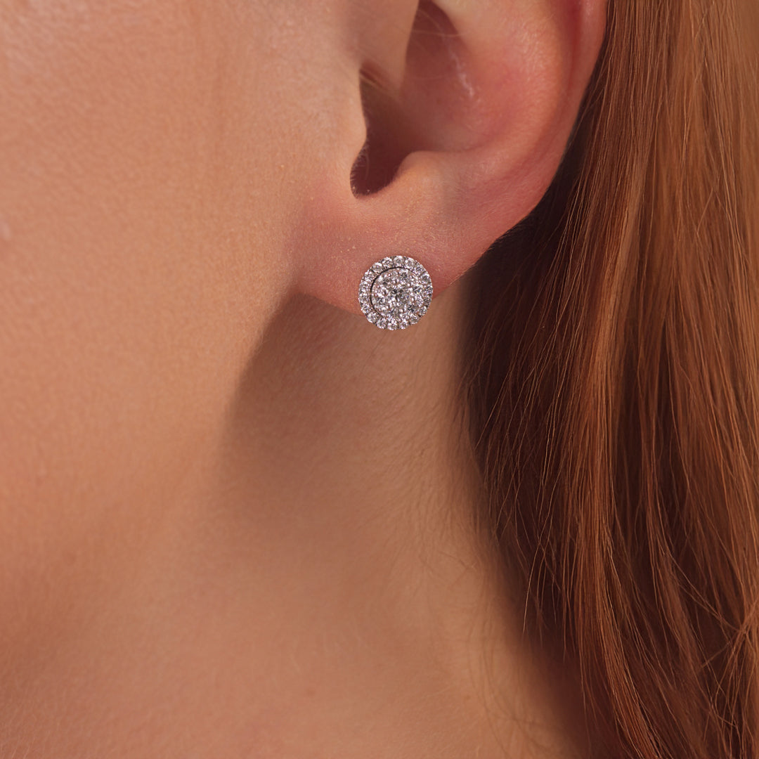 Small Round Earrings White Gold Diamond