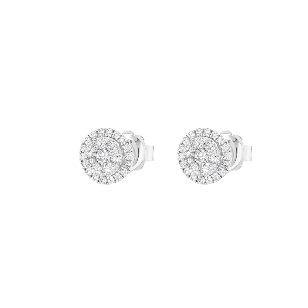 Small Round Earrings White Gold Diamond