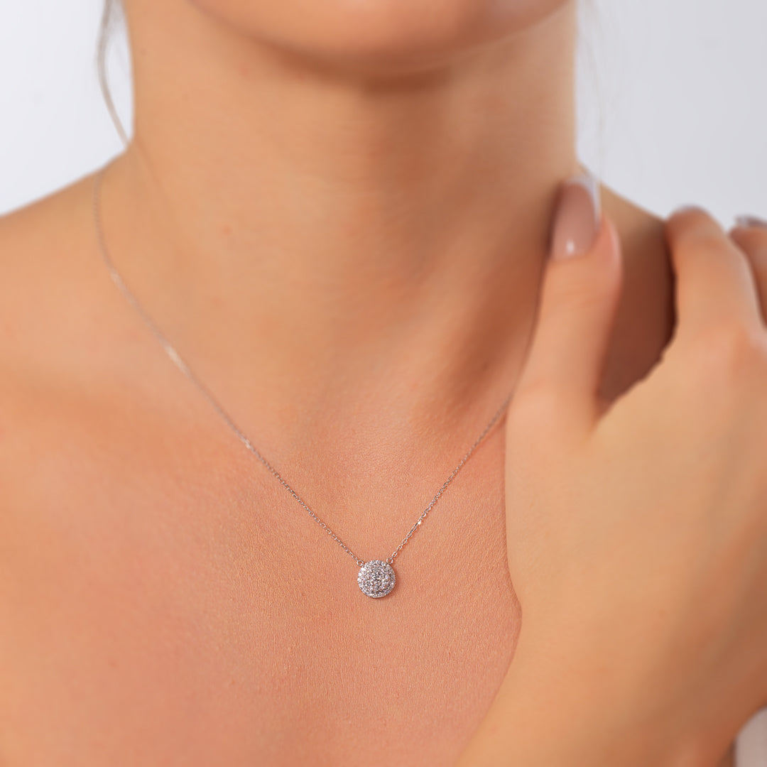 Small Round Pendant  White Gold Diamond