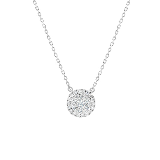 Small Round Pendant  White Gold Diamond