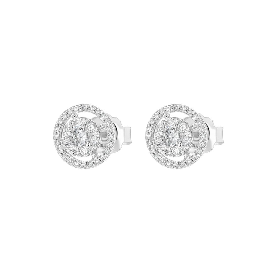 Small Round Spaced Earrings White Gold Diamond