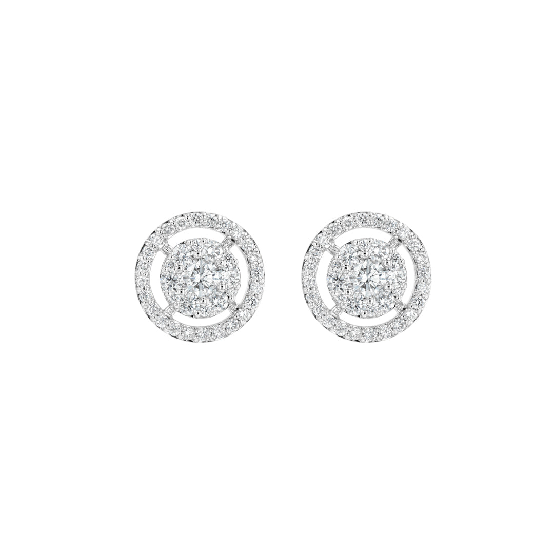 Small Round Spaced Earrings White Gold Diamond