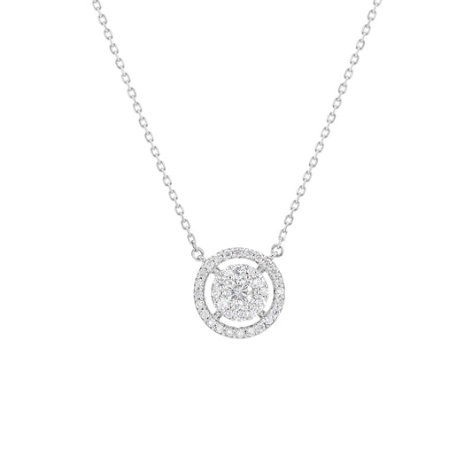 Small Round Spaced Pendant White Gold Diamond