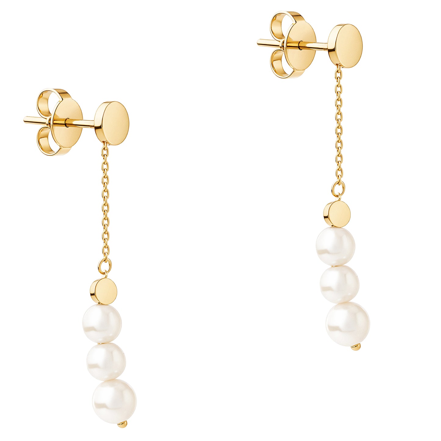 Dangling Pearl Yellow Gold Earring