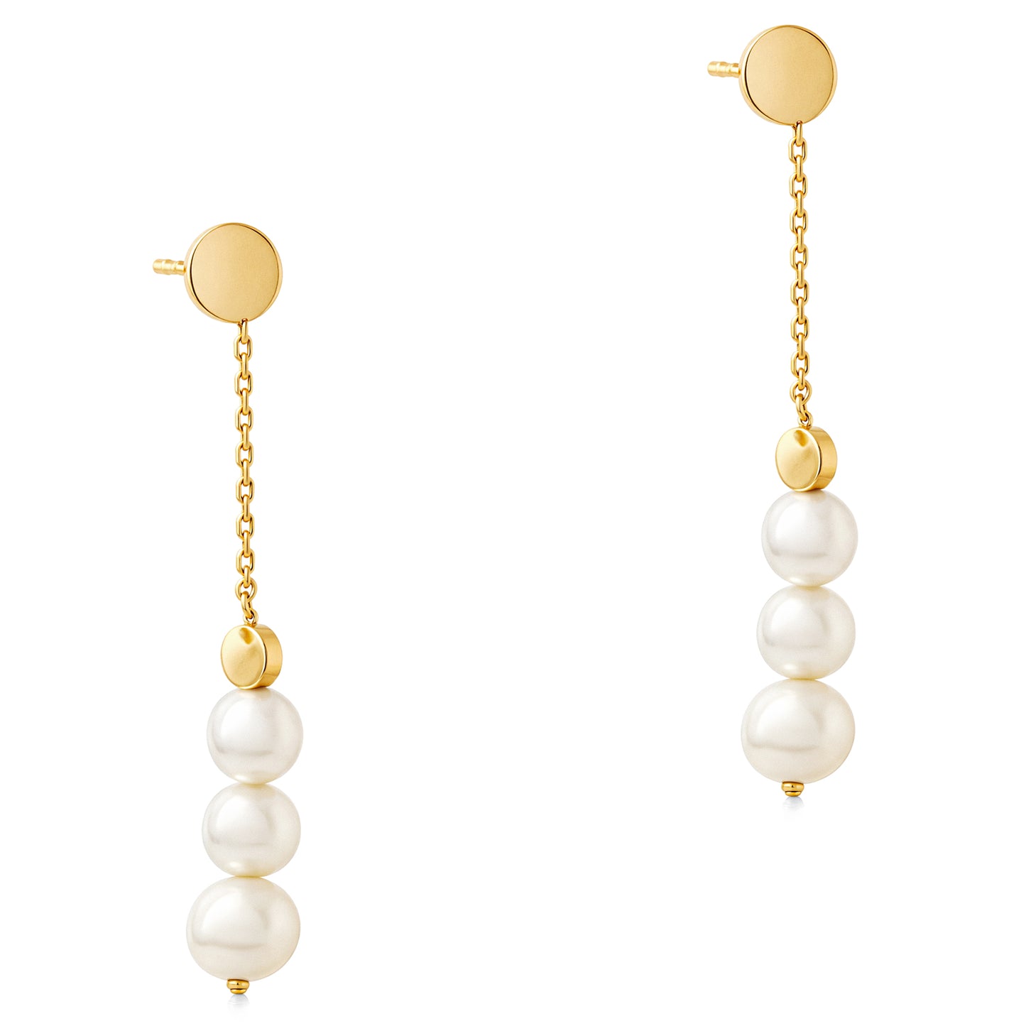 Dangling Pearl Yellow Gold Earring
