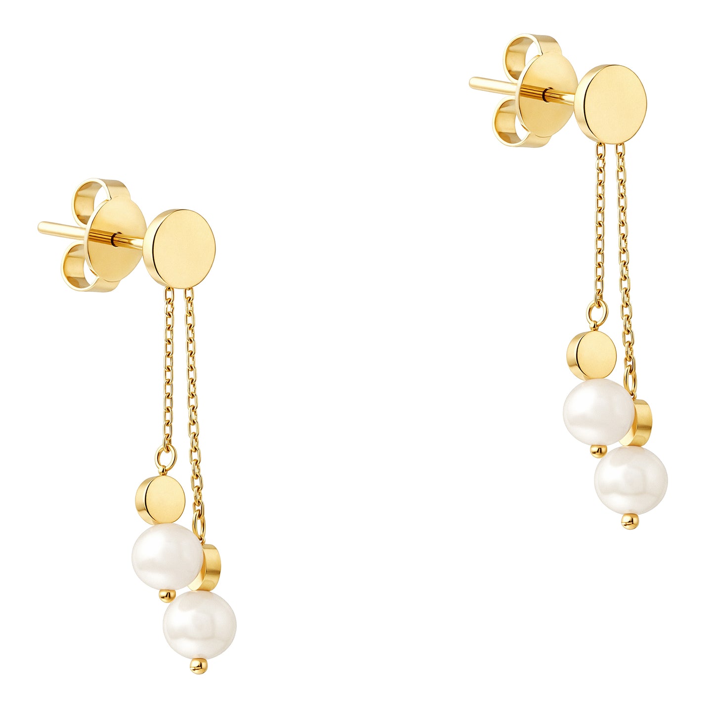 Dangling Pearl Yellow Gold Earring