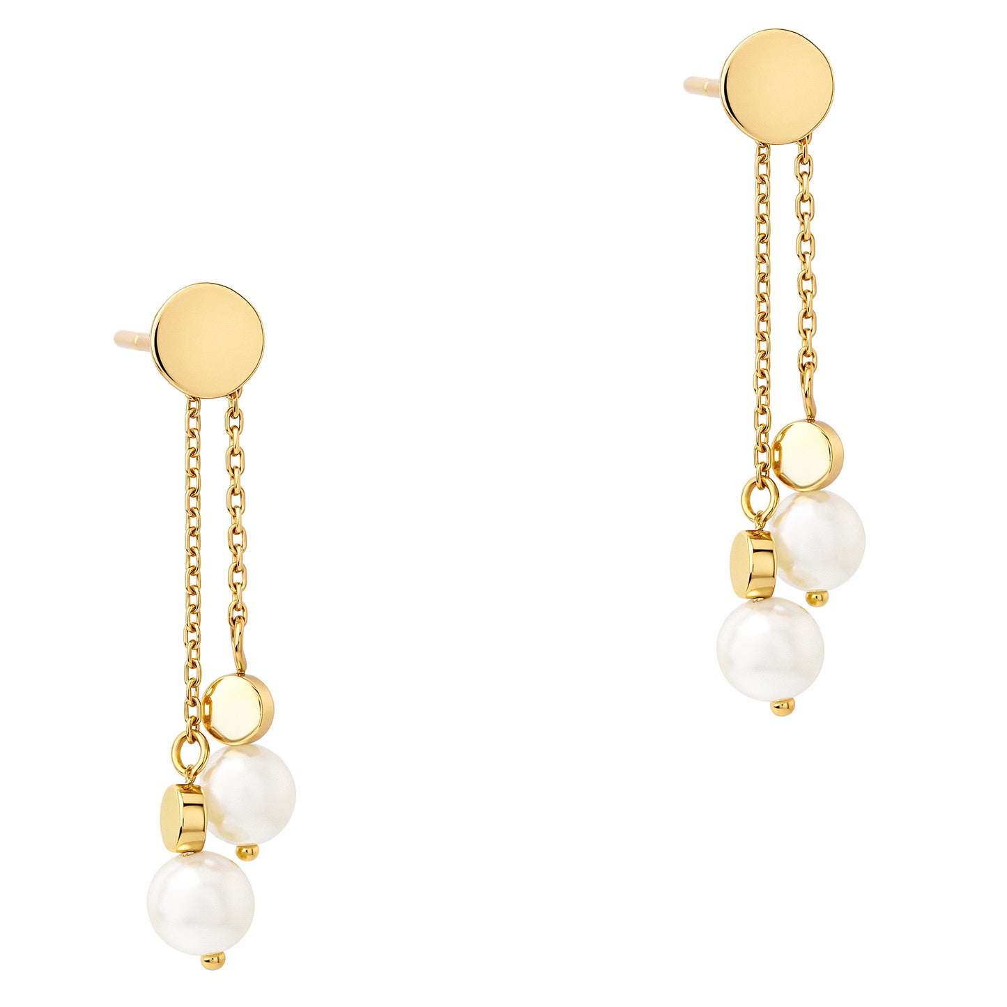 Dangling Pearl Yellow Gold Earring