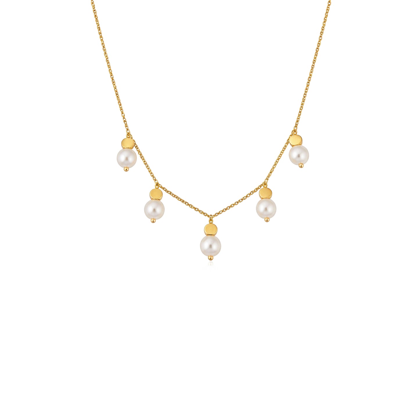 Dangling Peal Necklace Yellow Gold